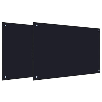 Keuken Achterwand 2 pcs Zwart 90 x 60 cm gehard glas