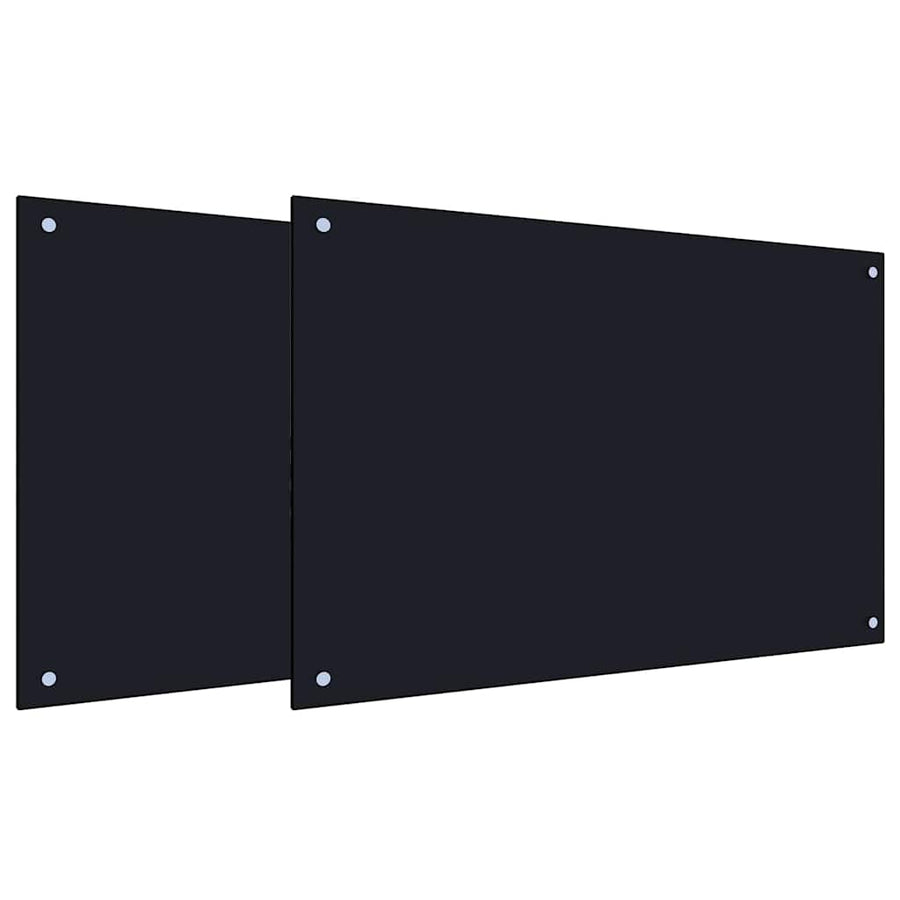 Keuken Achterwand 2 pcs Zwart 90 x 60 cm gehard glas