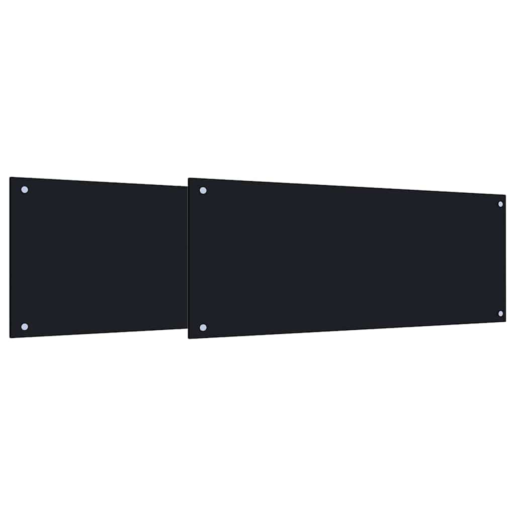 Keuken Achterwand 2 pcs Zwart 100 x 40 cm gehard glas