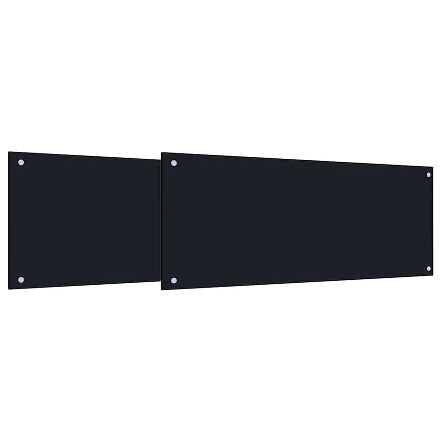 Keuken Achterwand 2 pcs Zwart 100 x 40 cm gehard glas