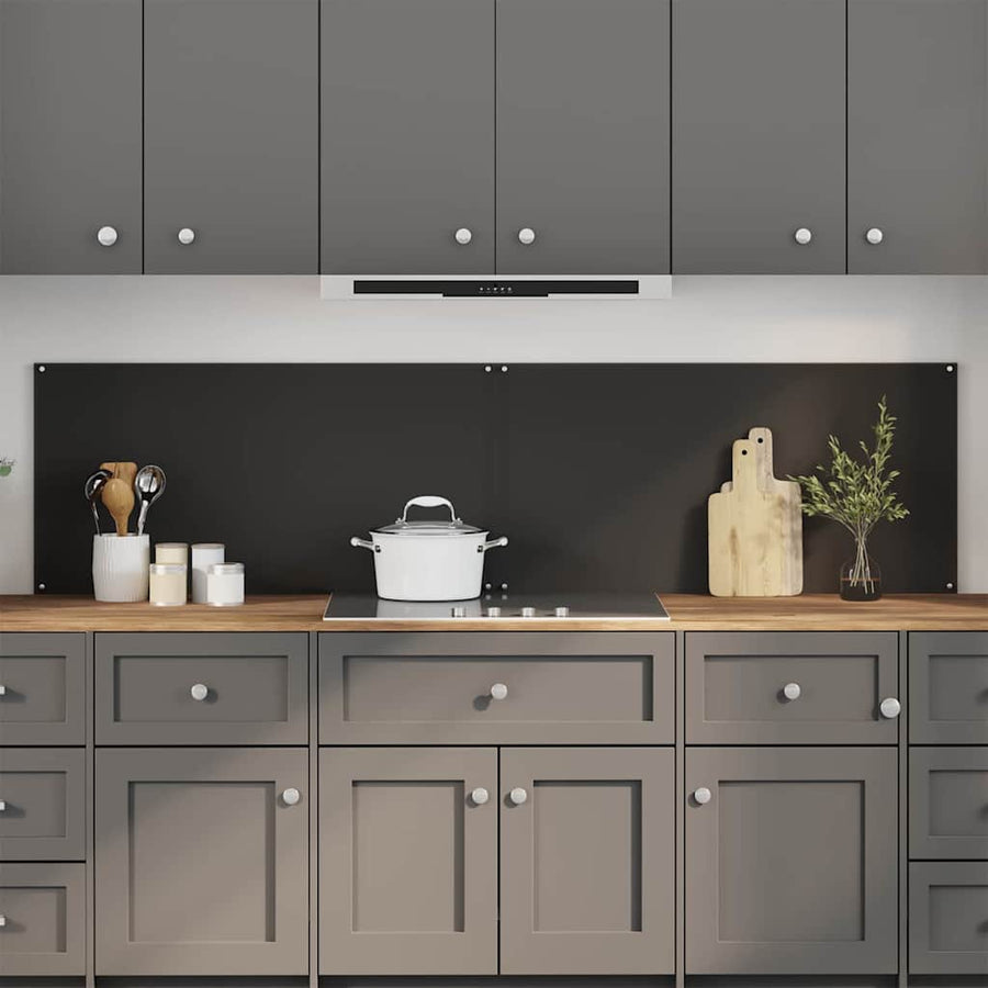 Keuken Achterwand 2 pcs Zwart 100 x 50 cm gehard glas