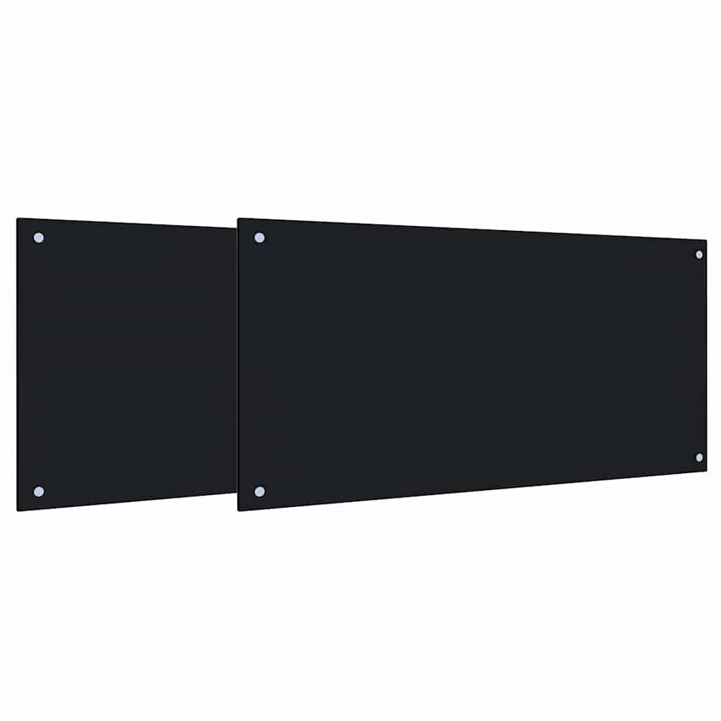 Keuken Achterwand 2 pcs Zwart 100 x 50 cm gehard glas