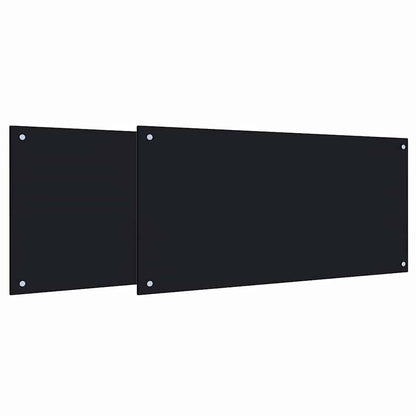 Keuken Achterwand 2 pcs Zwart 100 x 50 cm gehard glas