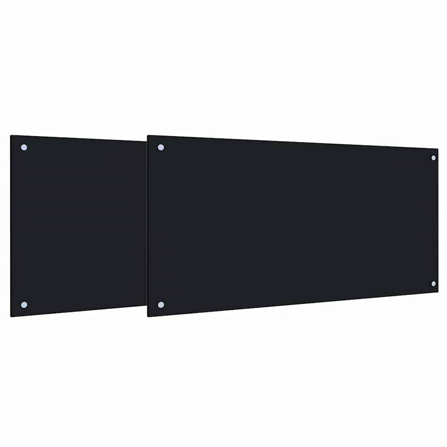Keuken Achterwand 2 pcs Zwart 100 x 50 cm gehard glas