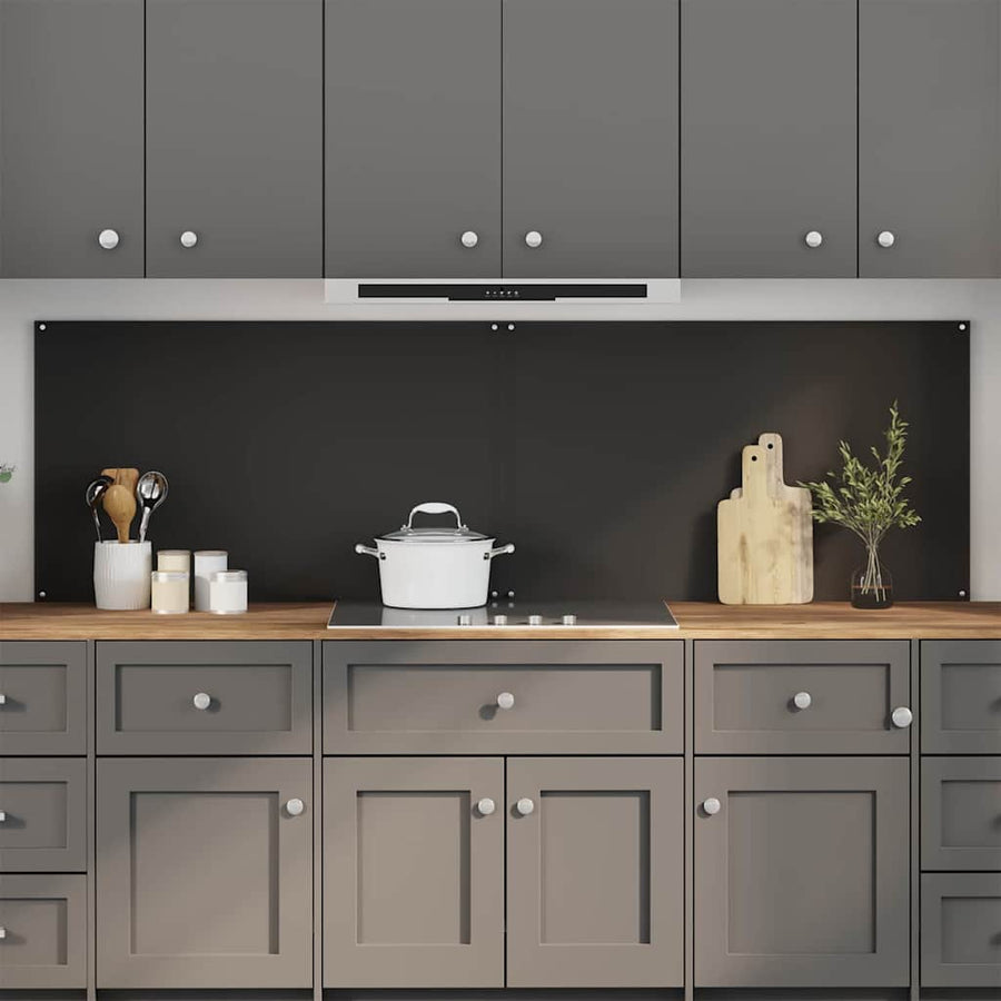 Keuken Achterwand 2 pcs Zwart 100 x 60 cm gehard glas
