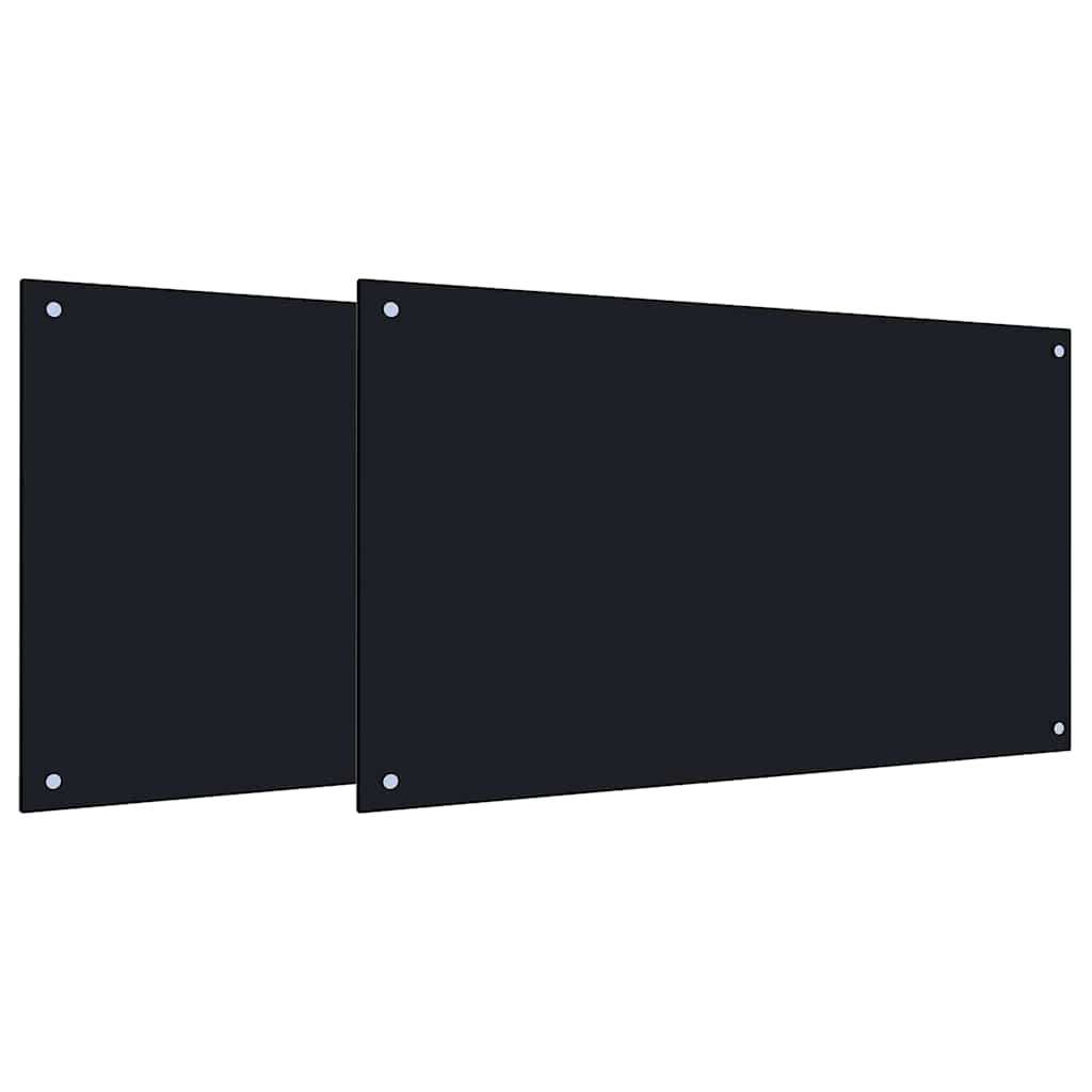 Keuken Achterwand 2 pcs Zwart 100 x 60 cm gehard glas