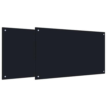Keuken Achterwand 2 pcs Zwart 100 x 60 cm gehard glas