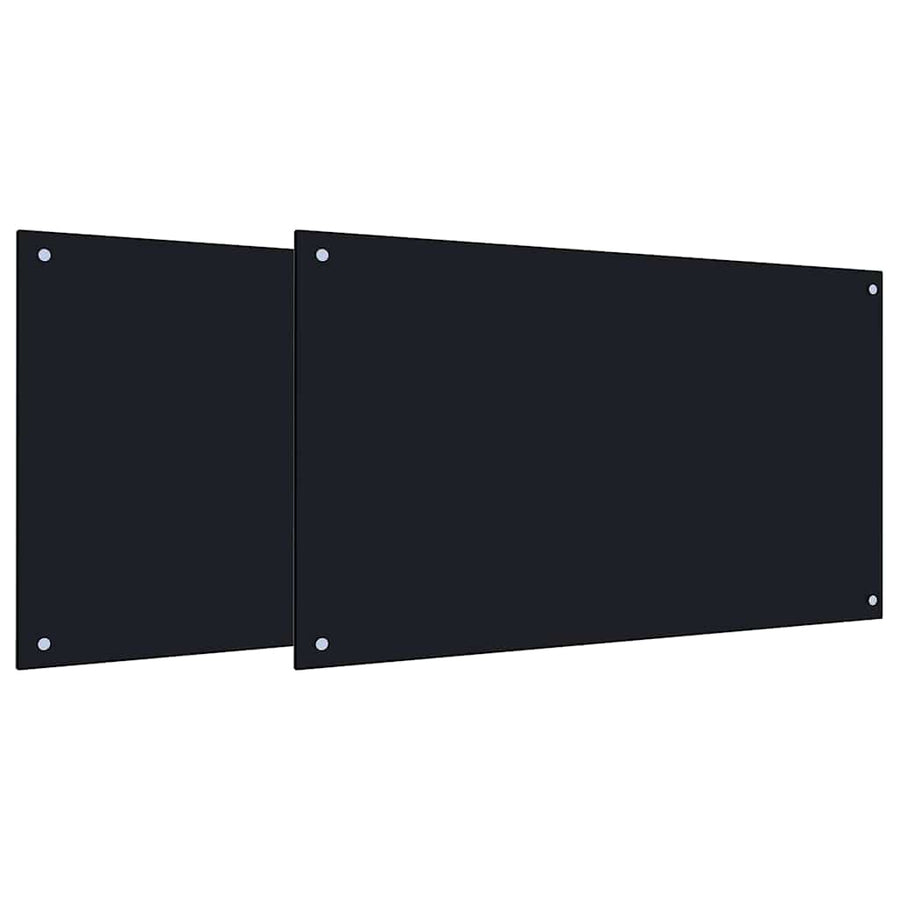 Keuken Achterwand 2 pcs Zwart 100 x 60 cm gehard glas