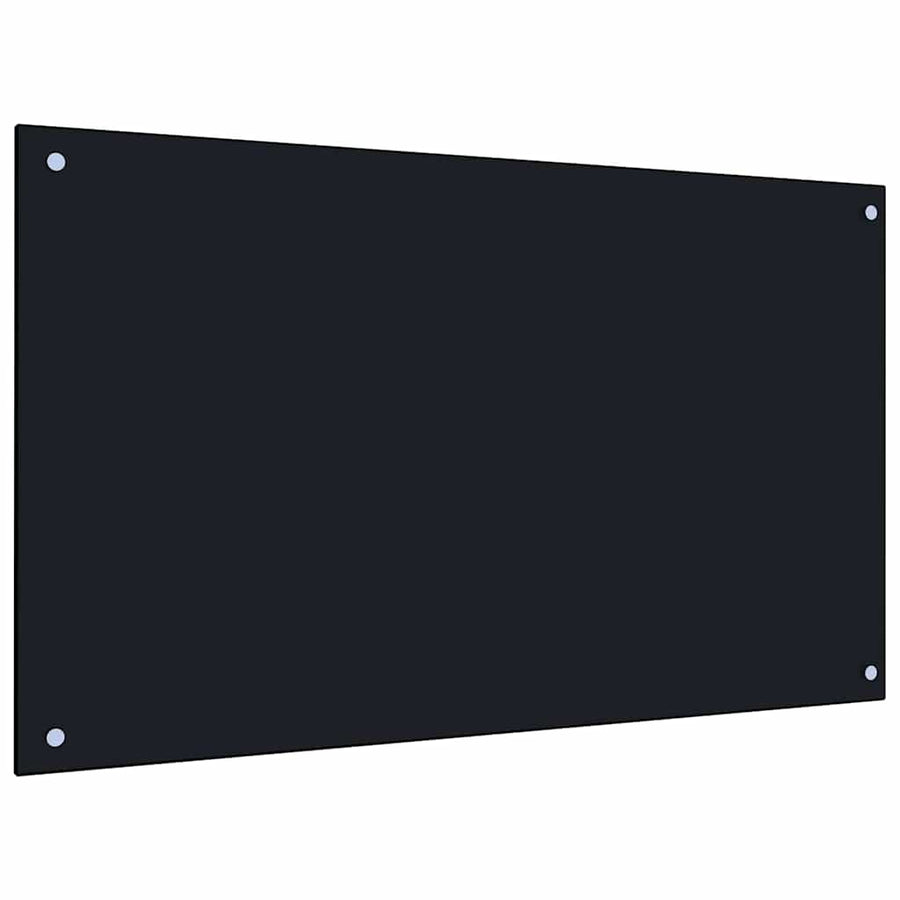 Keuken Achterwand 2 pcs Zwart 100 x 60 cm gehard glas