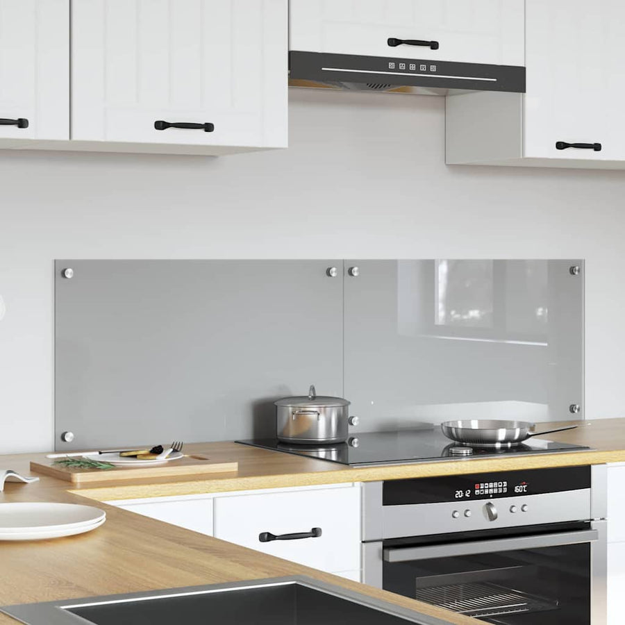 Keuken Achterwand 2 pcs Lichtgrijs 70 x 40 cm gehard glas