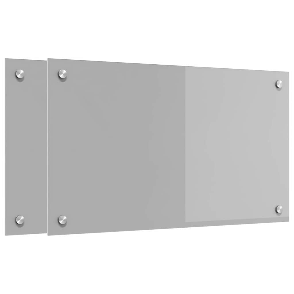 Keuken Achterwand 2 pcs Lichtgrijs 70 x 40 cm gehard glas