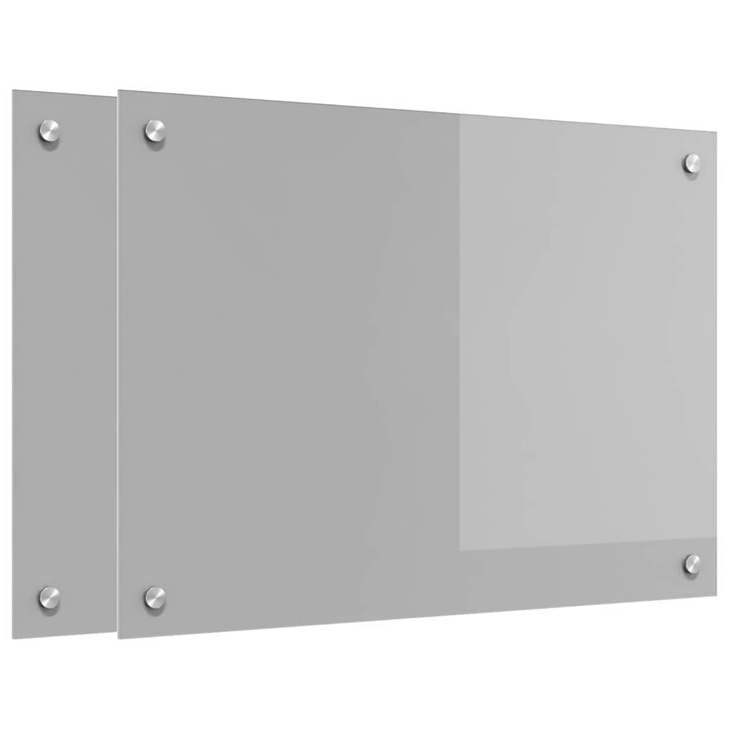 Keuken Achterwand 2 pcs Lichtgrijs 70 x 50 cm gehard glas