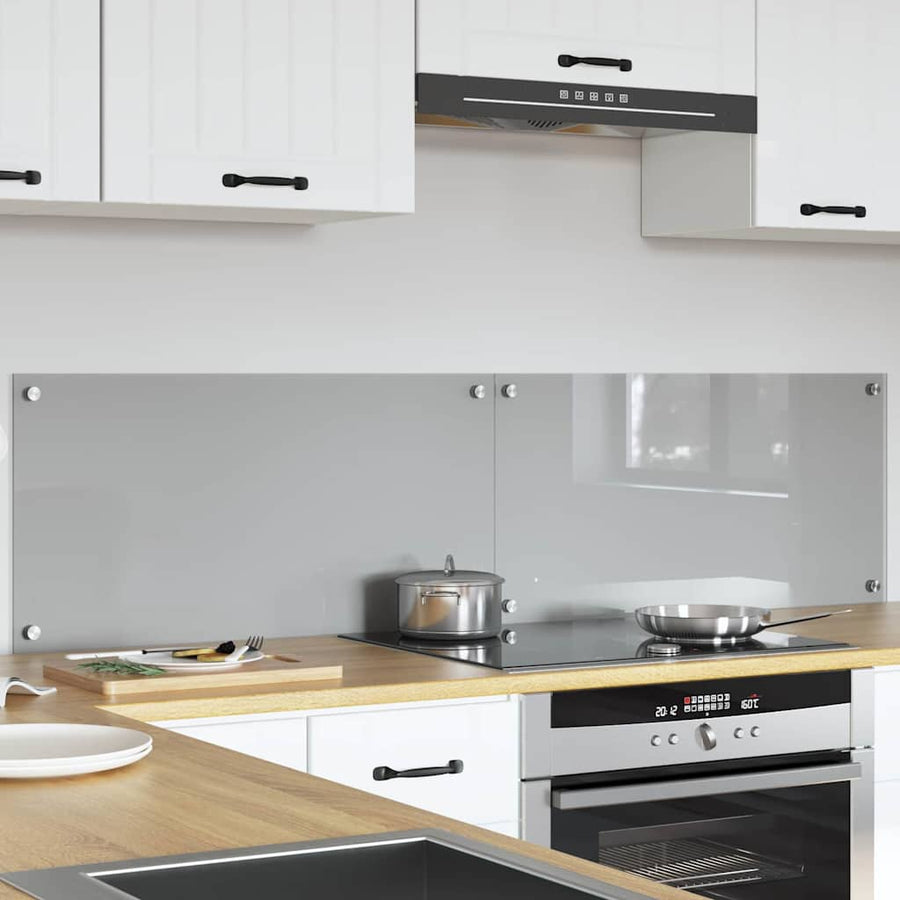 Keuken Achterwand 2 pcs Lichtgrijs 80 x 40 cm gehard glas