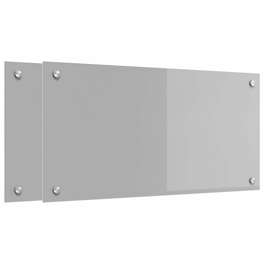 Keuken Achterwand 2 pcs Lichtgrijs 80 x 40 cm gehard glas