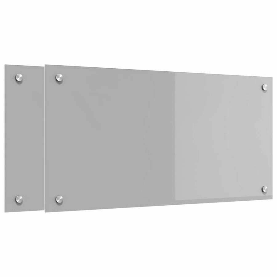 Keuken Achterwand 2 pcs Lichtgrijs 80 x 40 cm gehard glas