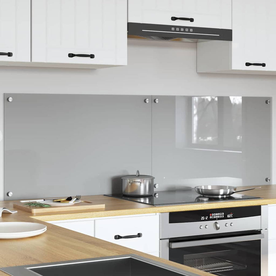 Keuken Achterwand 2 pcs Lichtgrijs 80 x 50 cm gehard glas