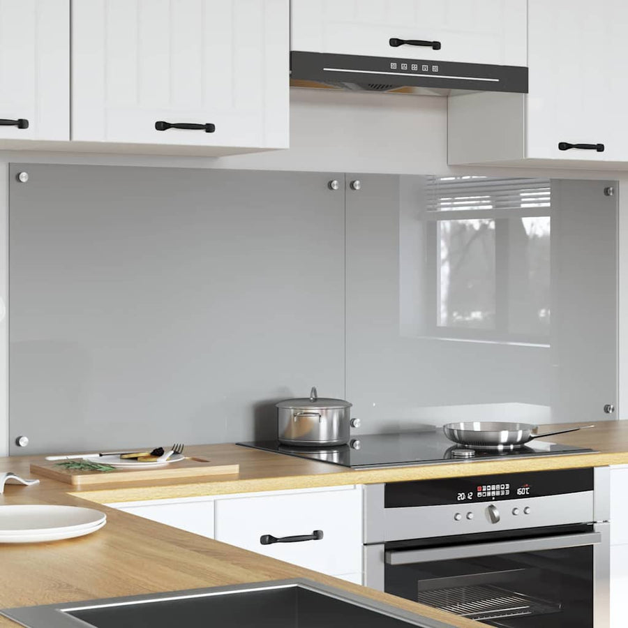 Keuken Achterwand 2 pcs Lichtgrijs 80 x 60 cm gehard glas