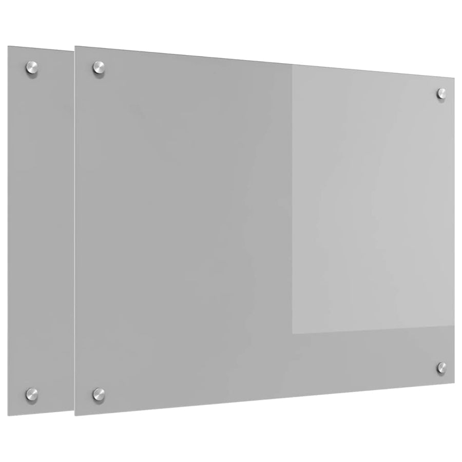 Keuken Achterwand 2 pcs Lichtgrijs 80 x 60 cm gehard glas