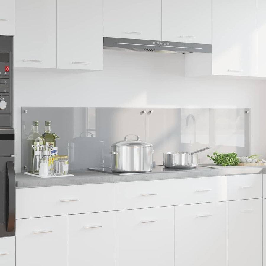 Keuken Achterwand 2 pcs Lichtgrijs 90 x 40 cm gehard glas