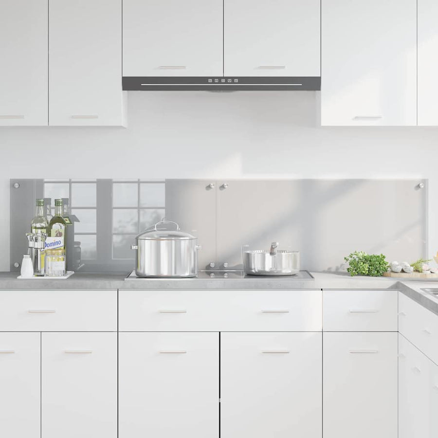Keuken Achterwand 2 pcs Lichtgrijs 90 x 40 cm gehard glas