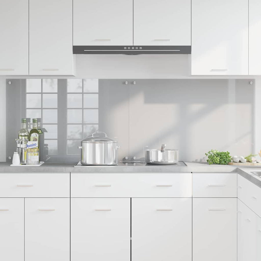 Keukenachterwand 2 pcs Lichtgrijs 90 x 60 cm gehard glas