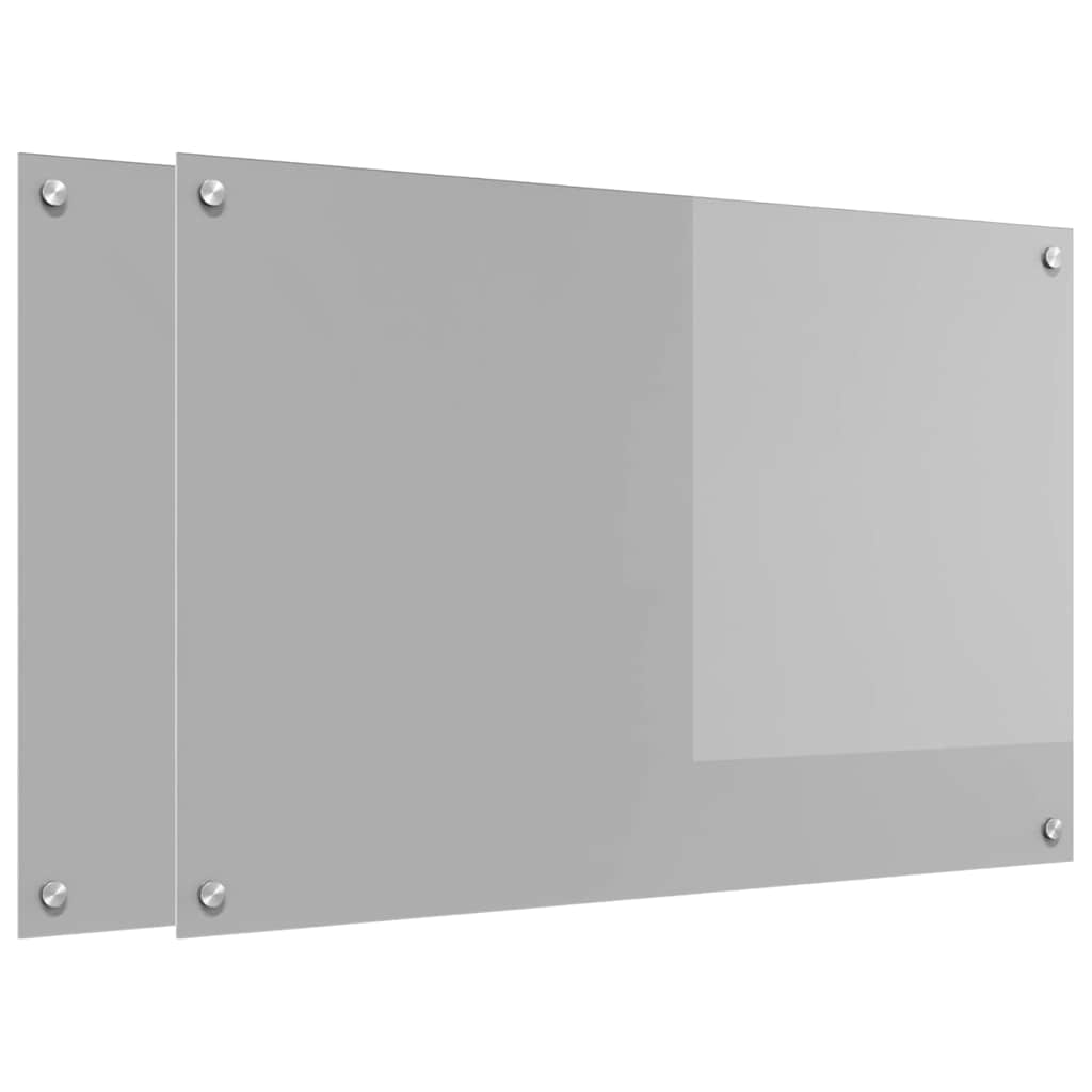 Keukenachterwand 2 pcs Lichtgrijs 90 x 60 cm gehard glas