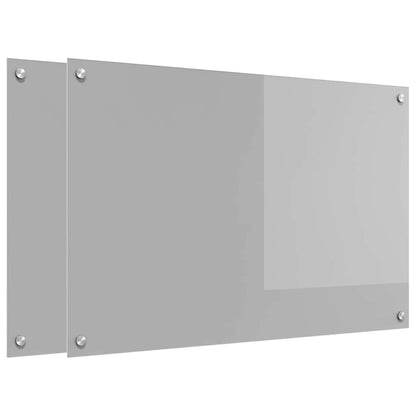 Keukenachterwand 2 pcs Lichtgrijs 90 x 60 cm gehard glas