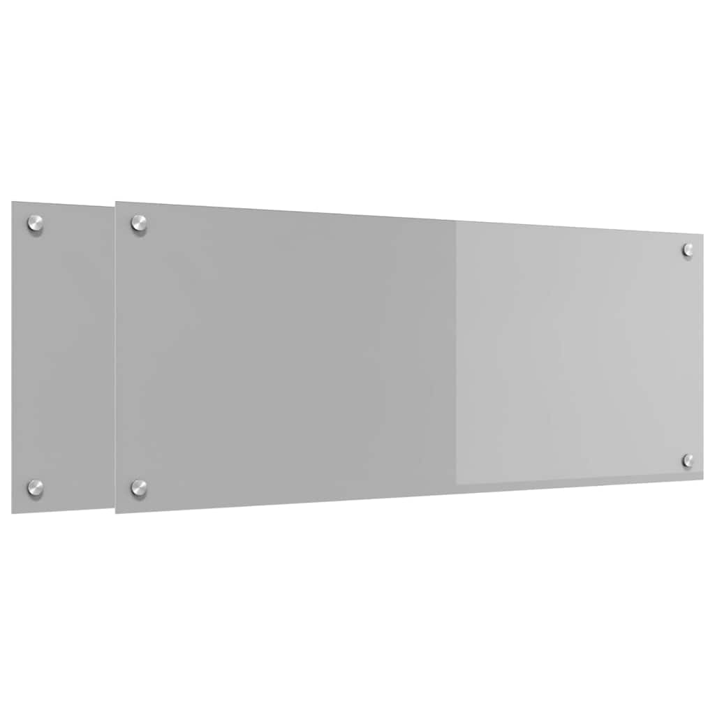 Keuken Achterwand 2 pcs Lichtgrijs 100 x 40 cm gehard glas