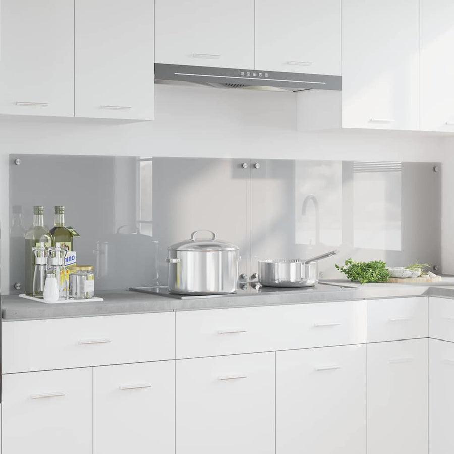 Keuken Achterwand 2 pcs Lichtgrijs 100 x 50 cm gehard glas