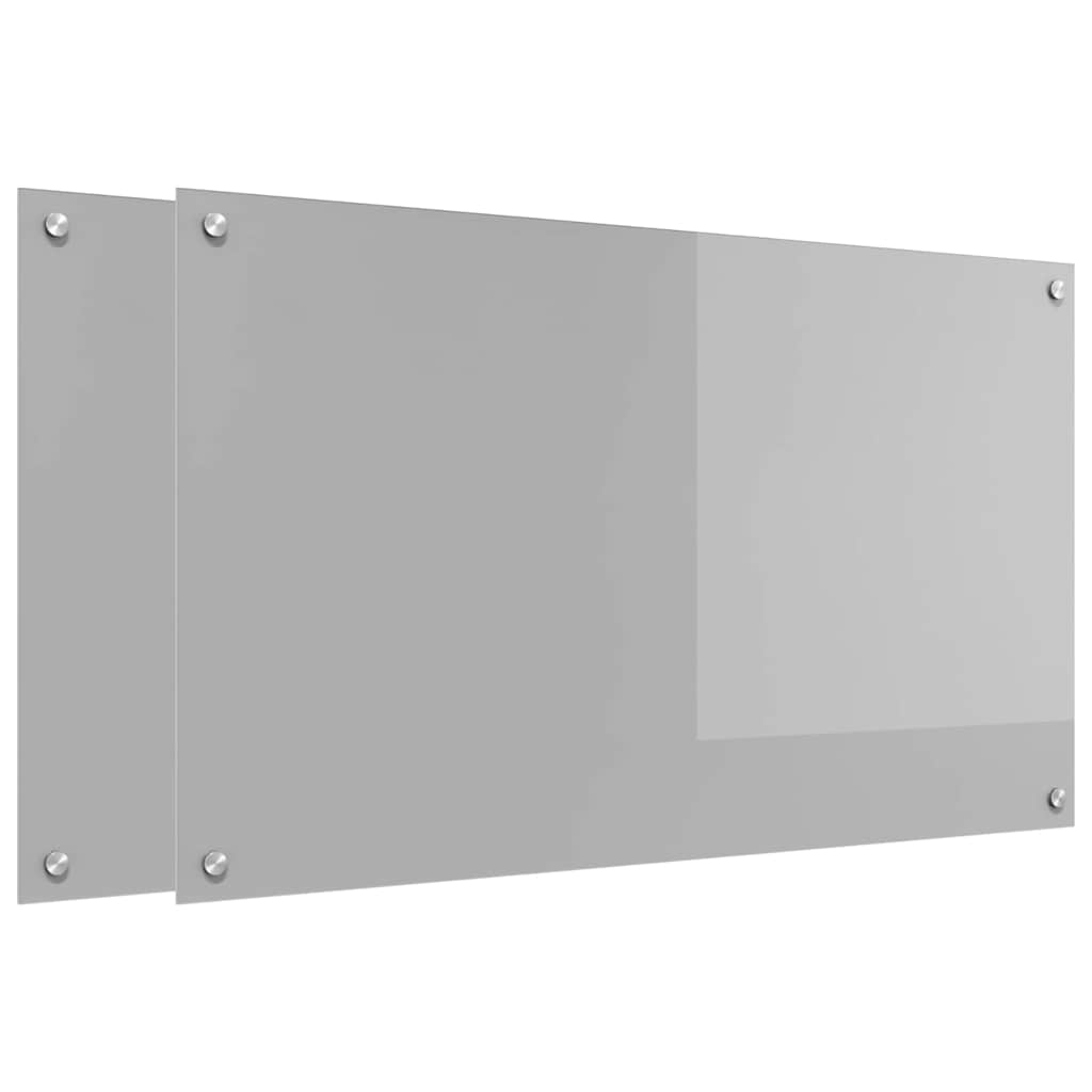 Keuken Spatscherm 2 Pcs 100 X 60 Cm Gehard Glas Lichtgrijs 2