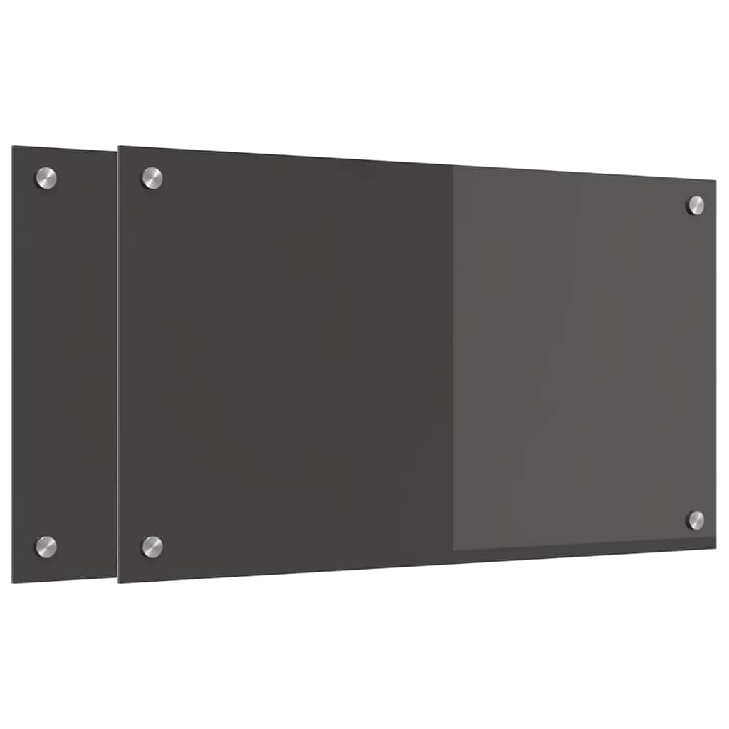Keukenachterwand 2 pcs Donkergrijs 70 x 40 cm gehard glas