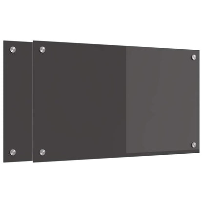 Keukenachterwand 2 pcs Donkergrijs 70 x 40 cm gehard glas