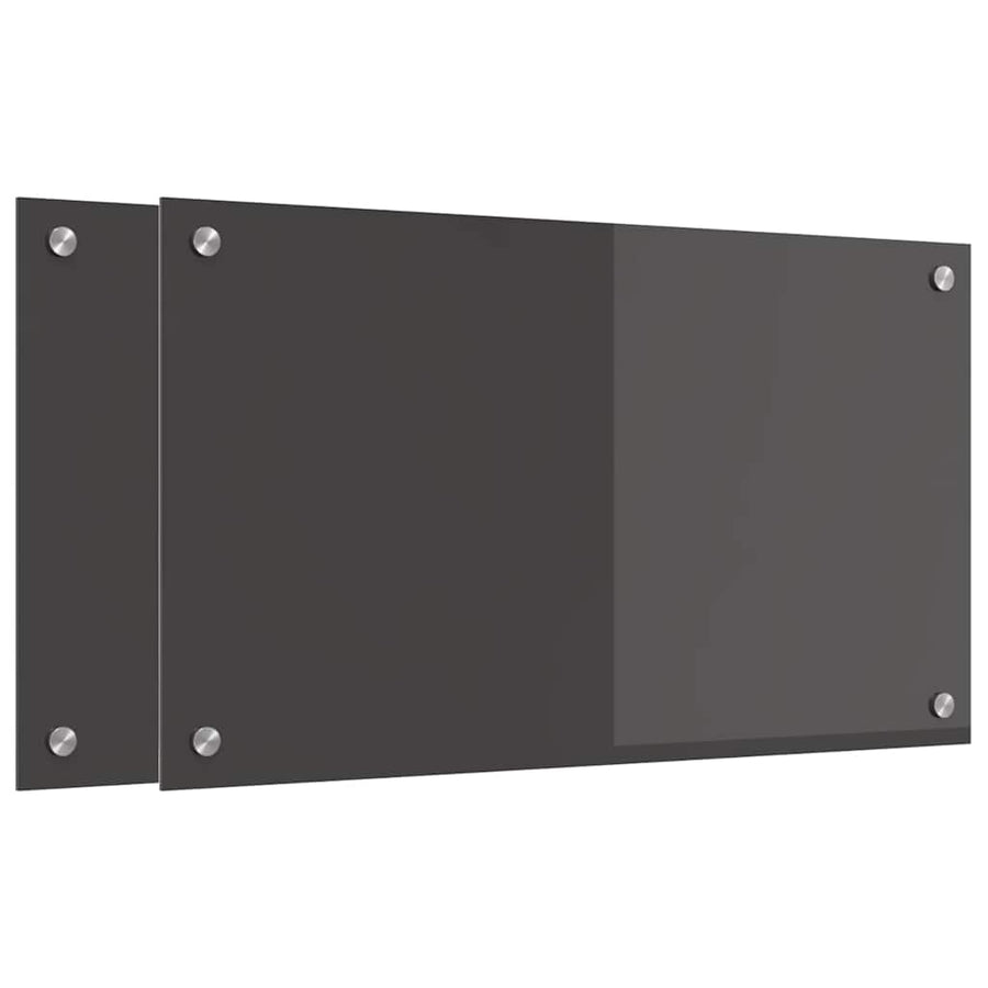 Keukenachterwand 2 pcs Donkergrijs 70 x 40 cm gehard glas