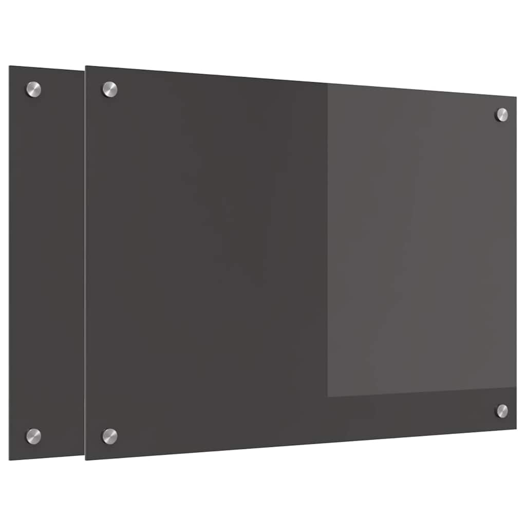 Keukenachterwand 2 pcs Donkergrijs 70 x 50 cm gehard glas
