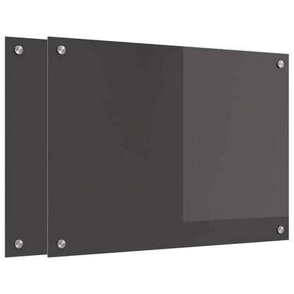 Keukenachterwand 2 pcs Donkergrijs 70 x 50 cm gehard glas