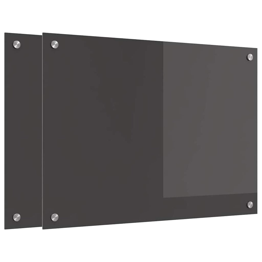Keukenachterwand 2 pcs Donkergrijs 70 x 50 cm gehard glas