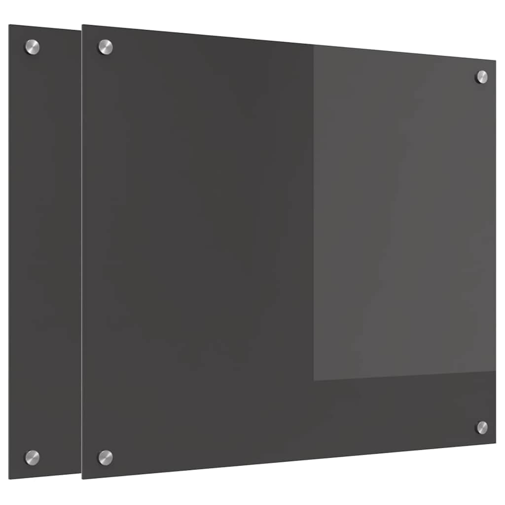 Keukenachterwand 2 pcs Donkergrijs 70 x 60 cm gehard glas