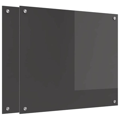 Keukenachterwand 2 pcs Donkergrijs 70 x 60 cm gehard glas