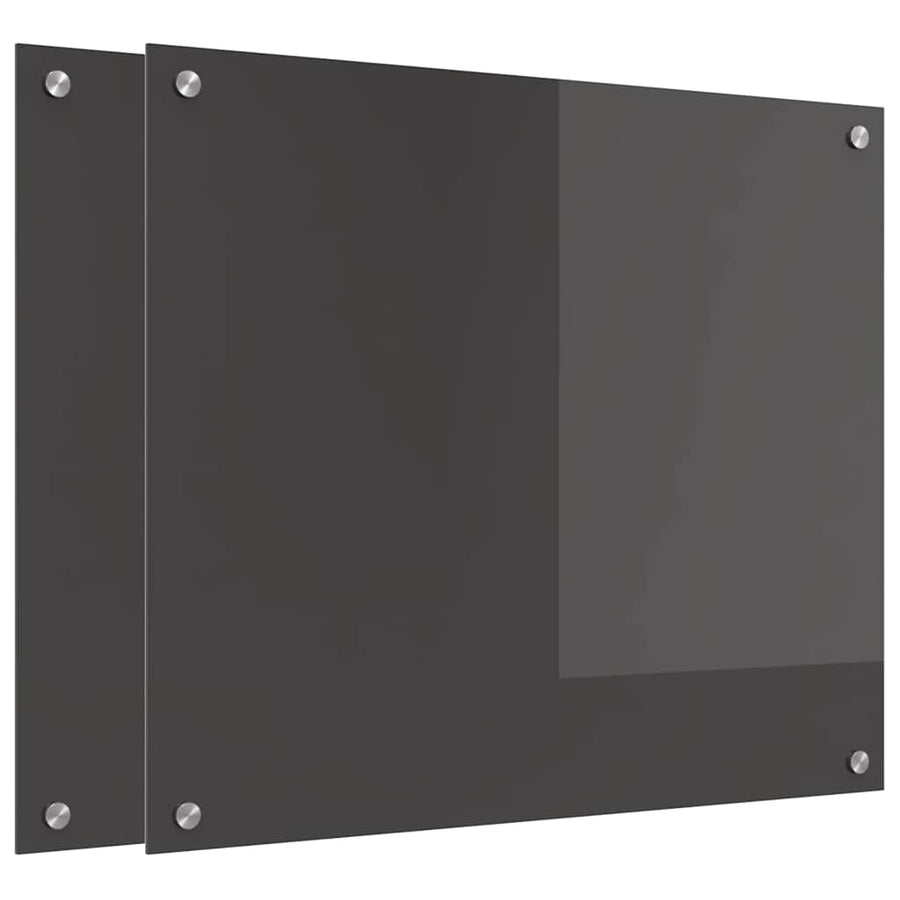 Keukenachterwand 2 pcs Donkergrijs 70 x 60 cm gehard glas