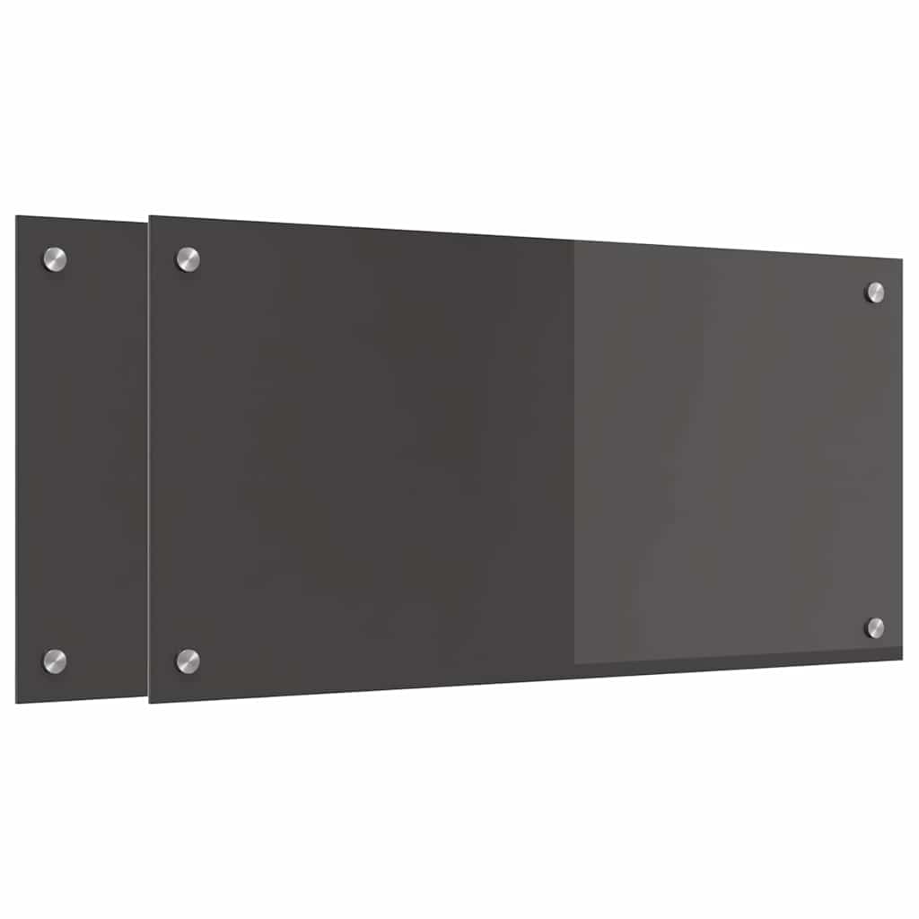 Keuken Achterwand 2 pcs Donkergrijs 80 x 40 cm gehard glas