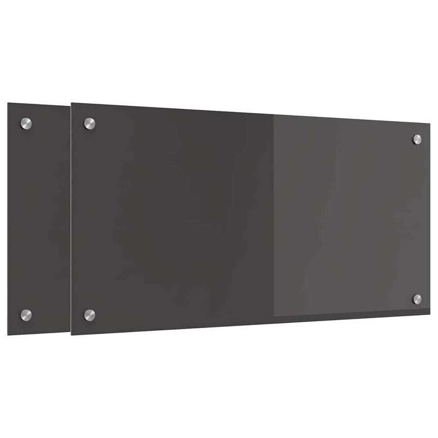 Keuken Achterwand 2 pcs Donkergrijs 80 x 40 cm gehard glas