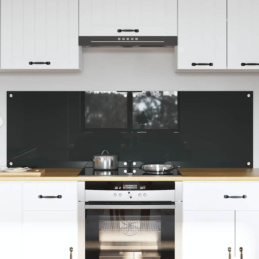 Keuken Achterwand 2 pcs Donkergrijs 80 x 50 cm gehard glas