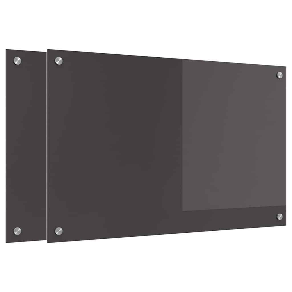 Keuken Achterwand 2 pcs Donkergrijs 80 x 50 cm gehard glas