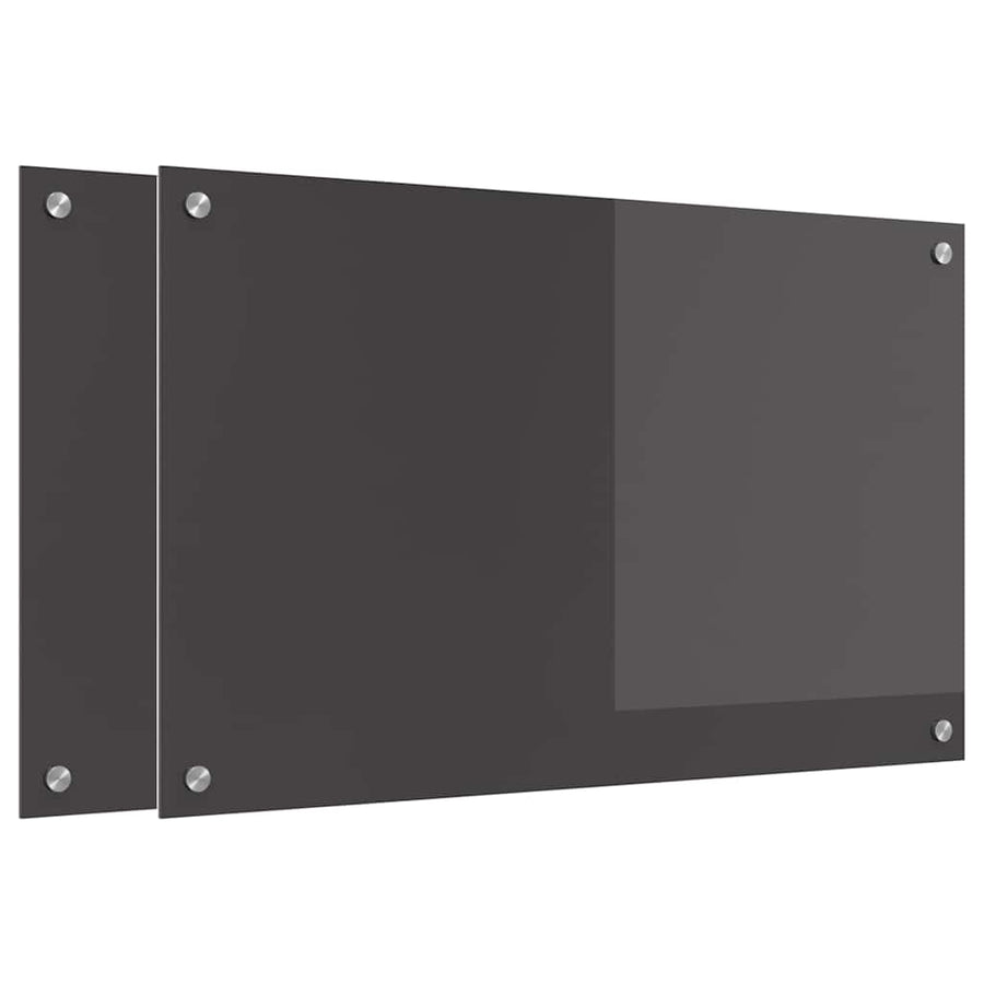 Keuken Achterwand 2 pcs Donkergrijs 80 x 50 cm gehard glas