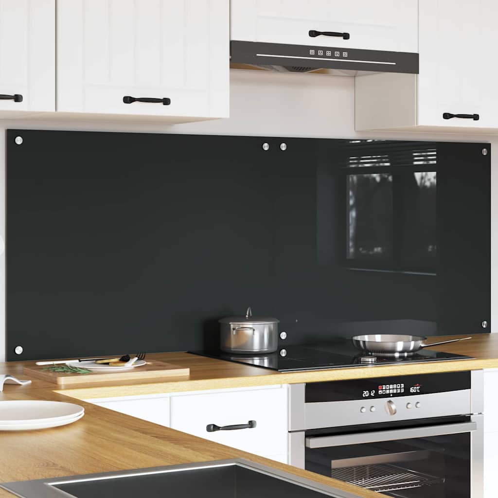 Keukenachterwand 2 pcs Donkergrijs 80 x 60 cm gehard glas