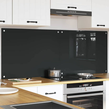 Keukenachterwand 2 pcs Donkergrijs 80 x 60 cm gehard glas