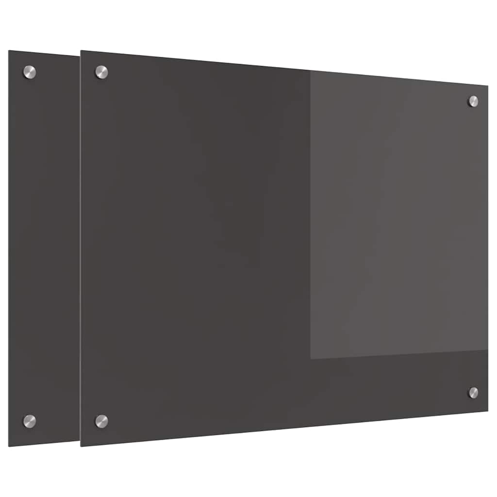 Keukenachterwand 2 pcs Donkergrijs 80 x 60 cm gehard glas