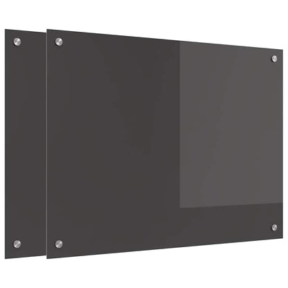 Keukenachterwand 2 pcs Donkergrijs 80 x 60 cm gehard glas