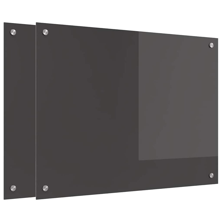 Keukenachterwand 2 pcs Donkergrijs 80 x 60 cm gehard glas