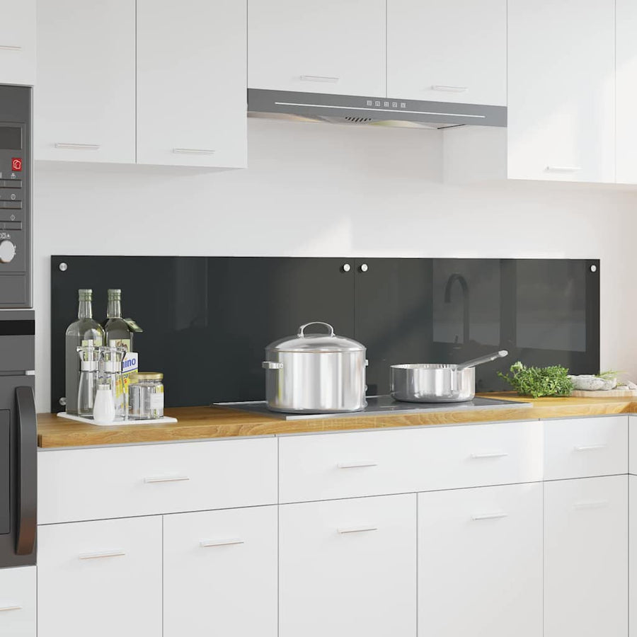 Keuken Achterwand 2 pcs Donkergrijs 90 x 40 cm gehard glas